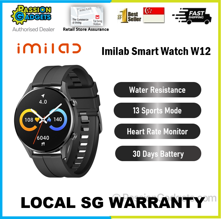IMILAB W12 Relógio Smart Watch Men Monitor de Ritmo Esportivo Monitor de  Ritmo Cardíaco IP68 Waterproof Watch For GloryFit App Versão Global